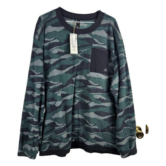 Adidas NWT Mens Fleece Camo Golf Sweatshirt Size XL HF6523 Crewneck Pullover - Picture 1 of 6